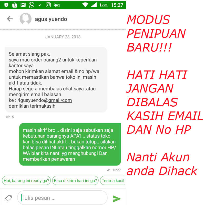 Modus Baru 2018 Penipuan Tokopedia / shoope / bukalapak 