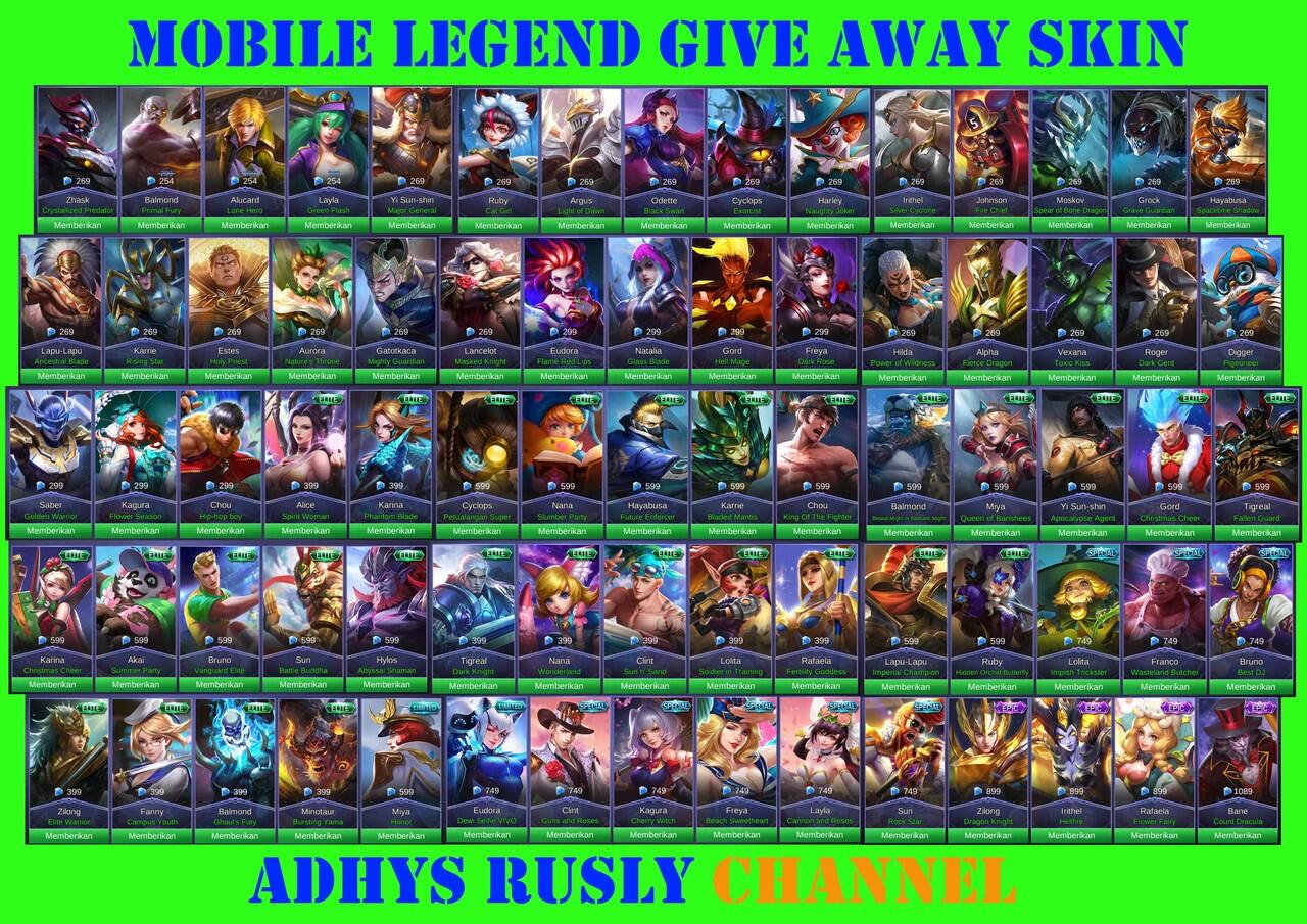 GIVE AWAY SKIN MOBILE LEGEND SUBGOAL 100 SUBSCRIBER #1