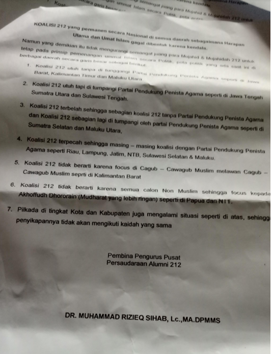 Ini Peta Politik Pilkada 2018 Versi Habib Rizieq Syihab