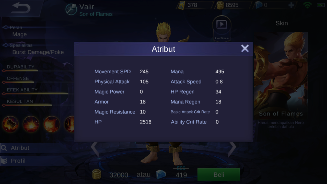 Hero Baru Mobile Legend Valir Si Mage Api