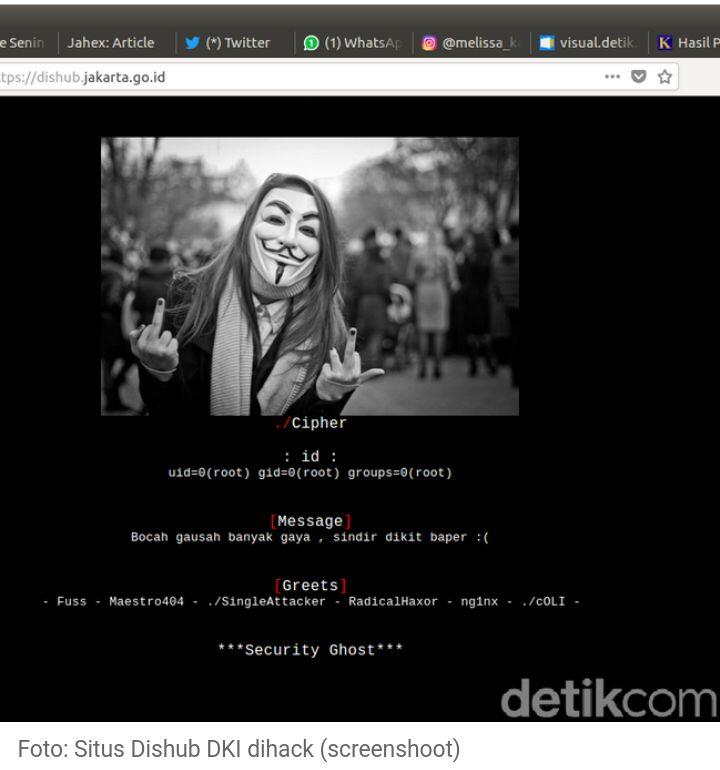 Situs Dishub Jakarta Diretas Hacker, Pesannya 'Jangan Baper'