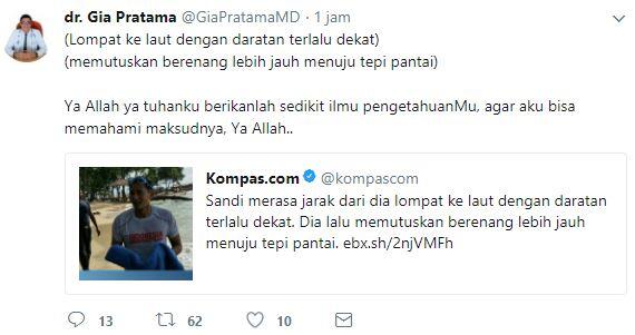 Saat Mendekati Pulau Bidadari, Sandiaga Ceburkan Diri ke Laut