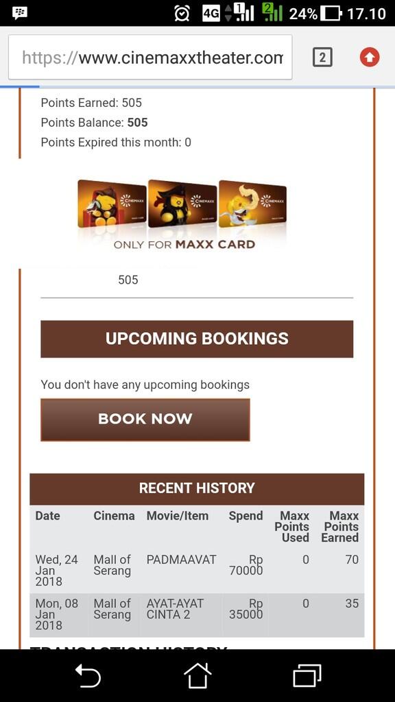 Pengaduan tidak bisa menukar Poin Maxx Card di Cinemaxx Mall of Serang