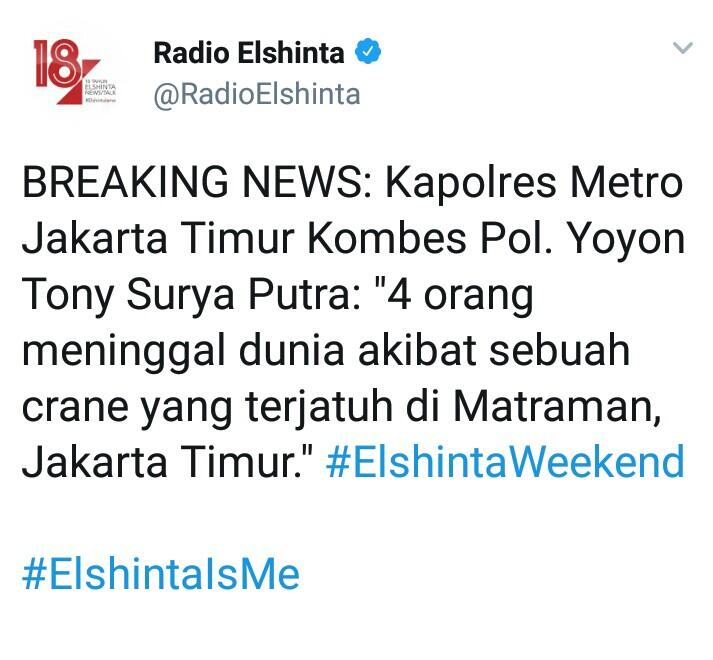 Crane proyek double-double track kereta jatuh, 4 orang tewas