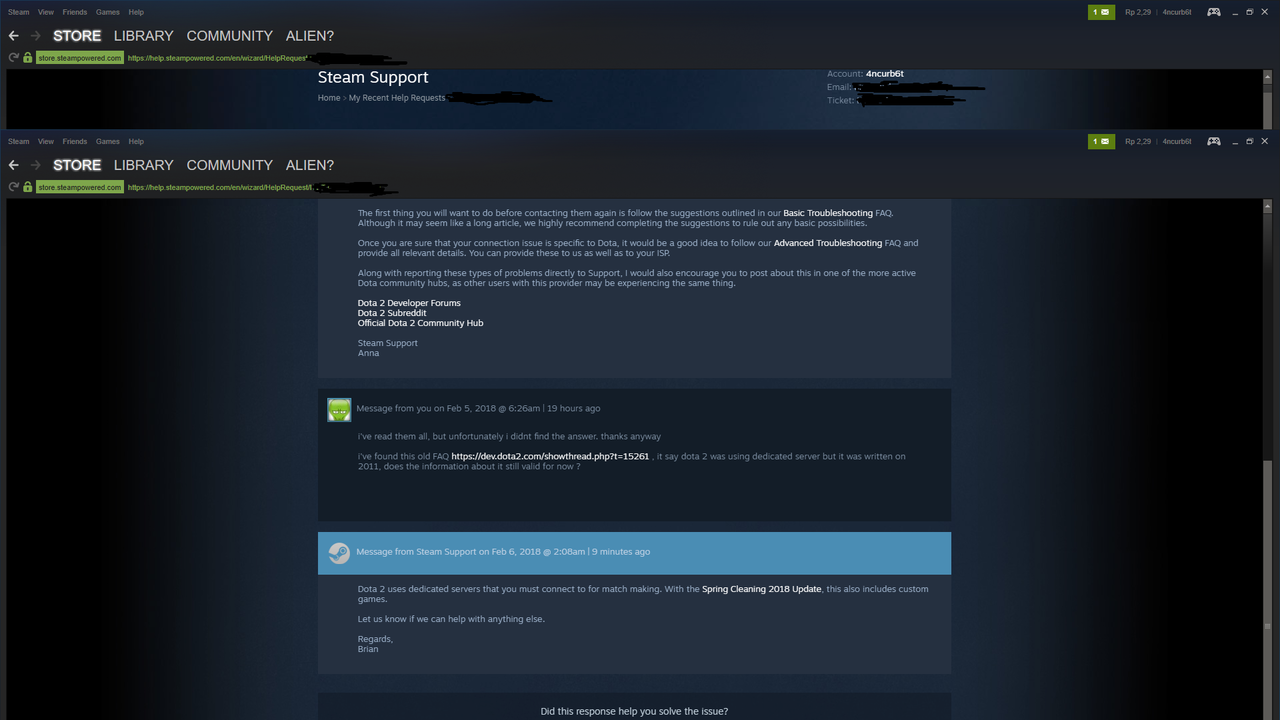 Contact steam support