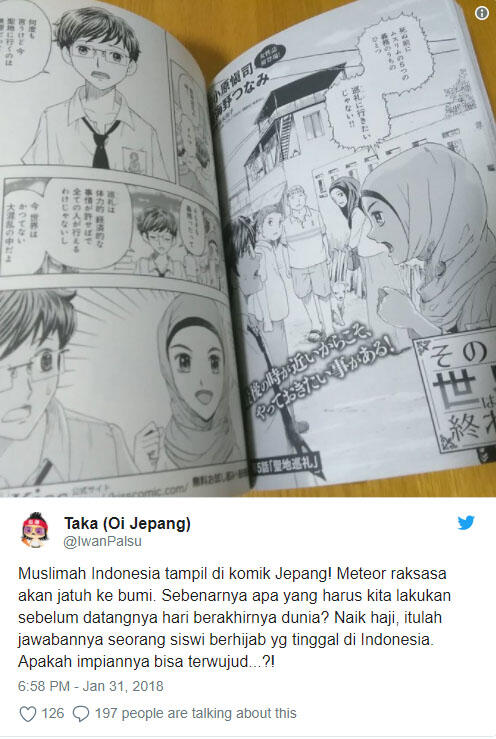 Wow, Ada Tokoh Siswi Berhijab Asal Indonesia di Komik Jepang
