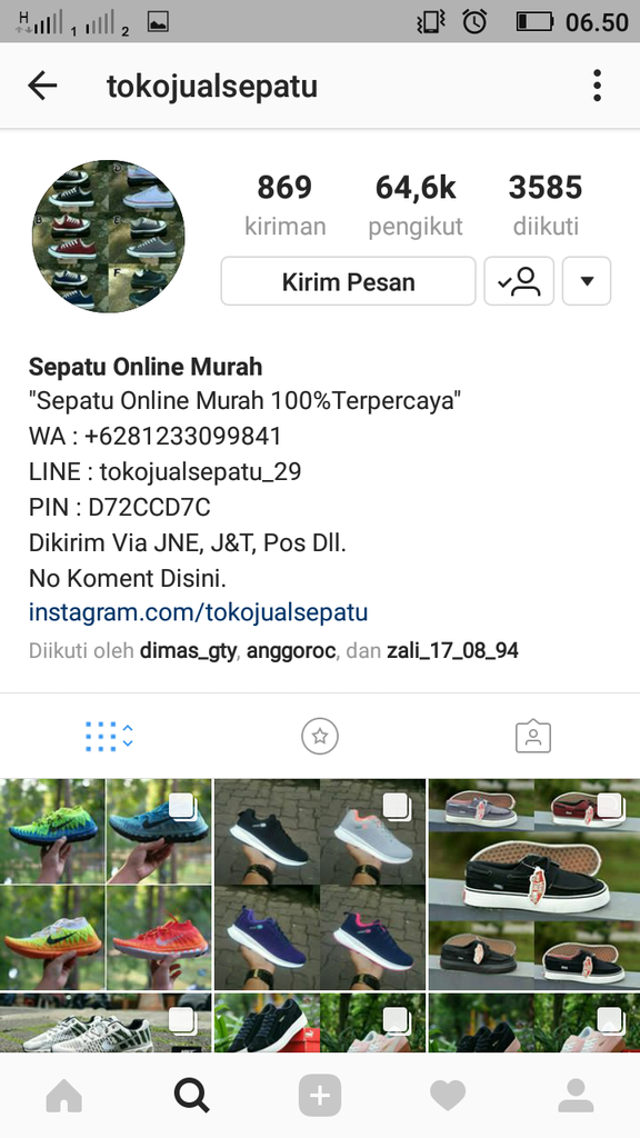 Penipuan jual sepatu online