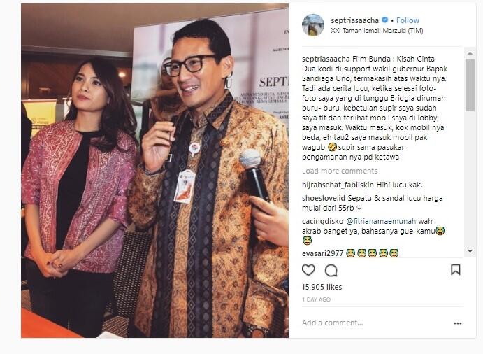 Acha Septriasa Salah Naik Mobil Sandiaga Uno!