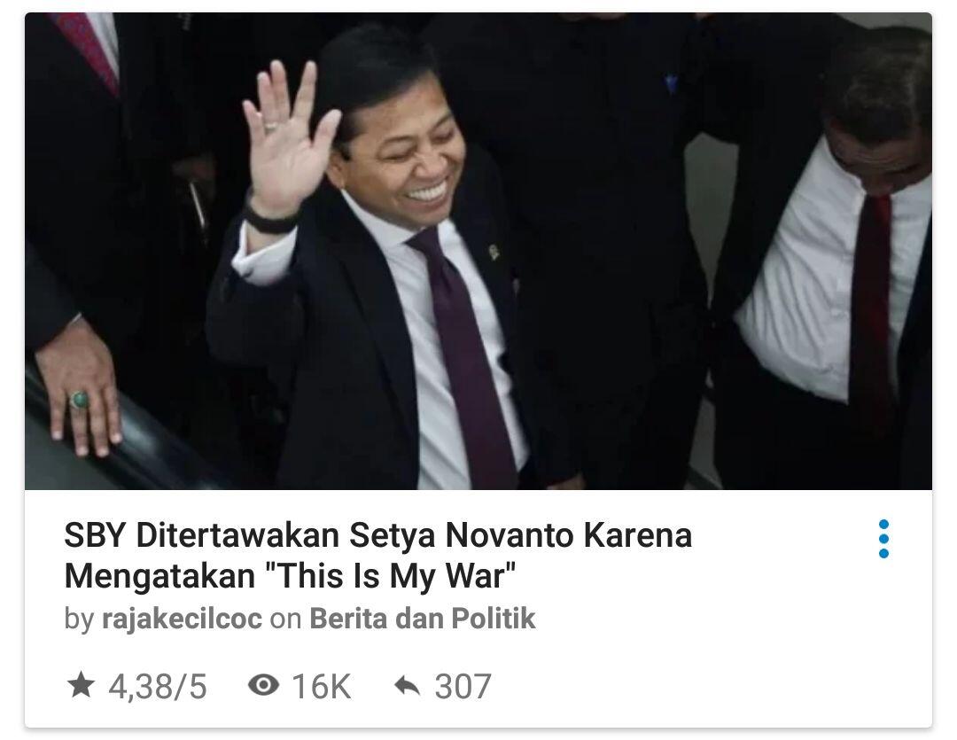 SBY Ditertawakan Setya Novanto Karena Mengatakan &quot;This Is My War&quot;