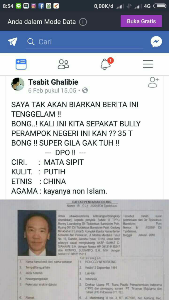 Polisi Surati Negara-negara yang Diduga Lokasi Pelarian Honggo