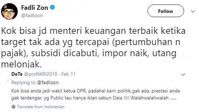FADLI ZON dan SEPAK TERJANG! : Nyinyir SRI MULYANI