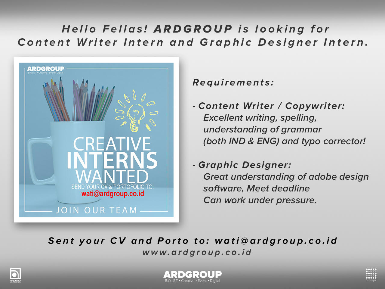 Content Writer/Copywriter and Graphic Designer Intern wanted!