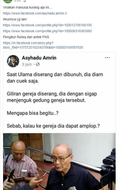 Ini Dia Orang Yang Sebut Buya Syafii Dengan Kata Kata Tak Pantas