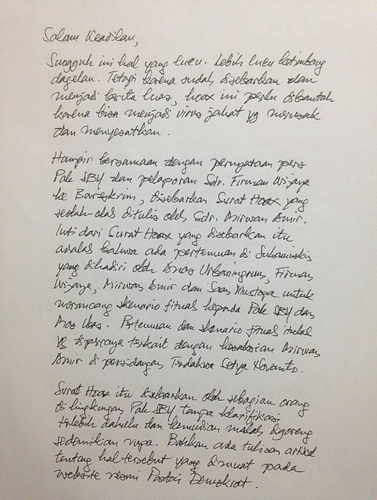 Anas Urbaningrum Tulis Surat Sindiran Untuk SBY : "This Is Not My War"