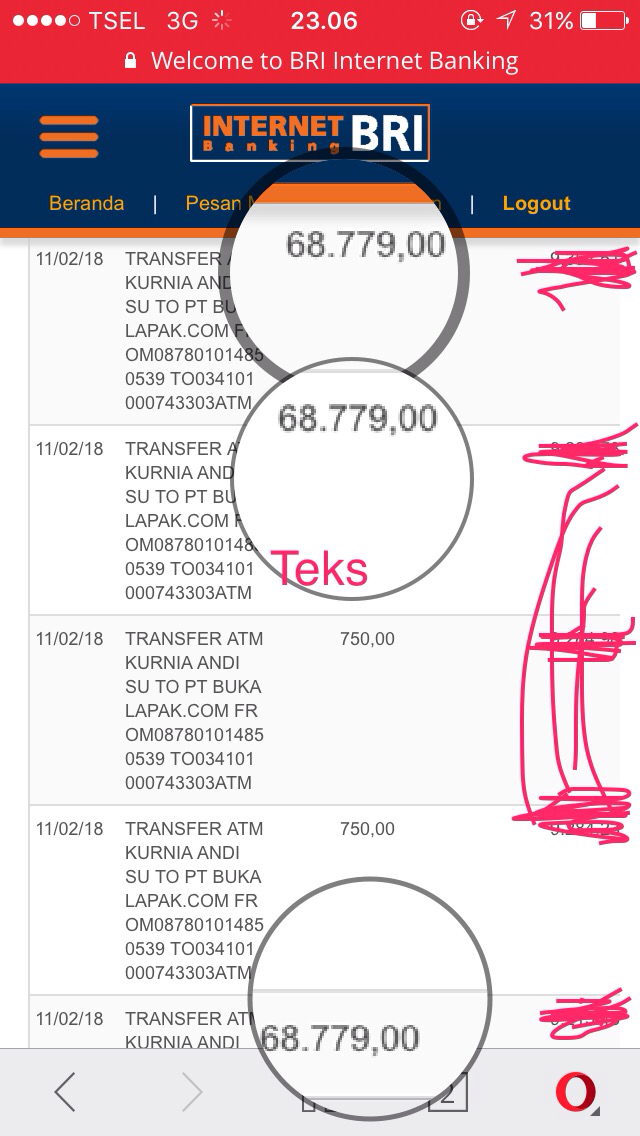 transaksi ke debit 2x dibukalapak