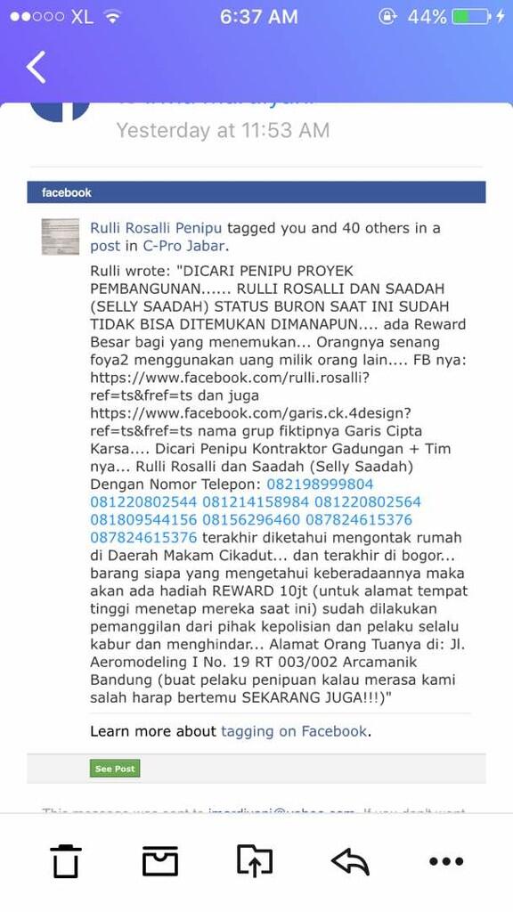 KLARIFIKASI THREAD Penipuan Oleh Rulli Rosalli dan Saadah (owner Garis Cipta Karsa)