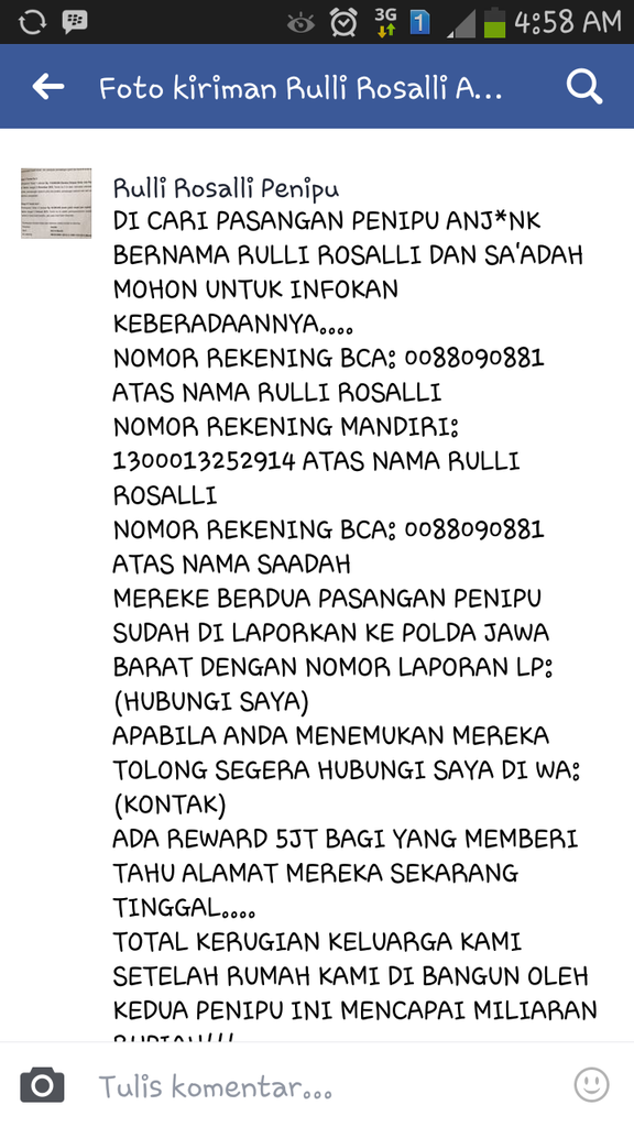 KLARIFIKASI THREAD Penipuan Oleh Rulli Rosalli dan Saadah (owner Garis Cipta Karsa)