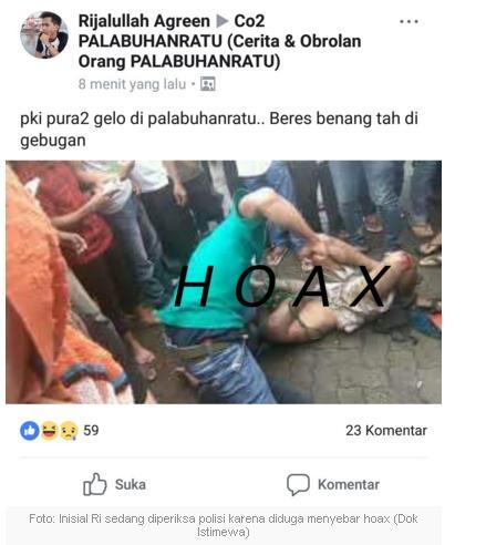 Pasang Status Hoax soal PKI, Pria di Sukabumi Diamankan Polisi