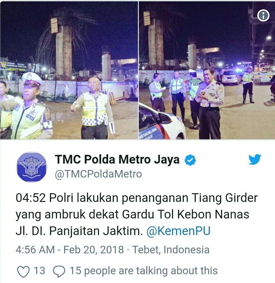Tiang Pancang Proyek Tol Becakayu Roboh, Timpa 7 Pekerja