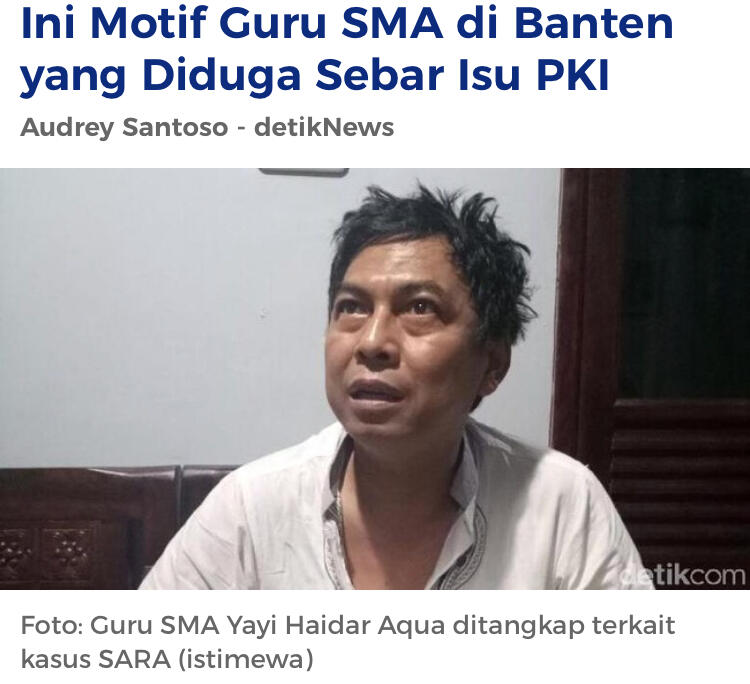 Ini Motif Guru SMA di Banten yang Diduga Sebar Isu PKI