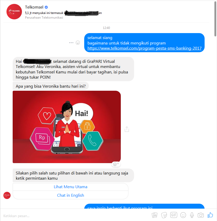 [SHARE] Notifikasi "Program Pesta SMS Banking 2017" dari Telkomsel Memotong Pulsa