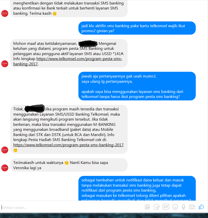 [SHARE] Notifikasi "Program Pesta SMS Banking 2017" dari Telkomsel Memotong Pulsa
