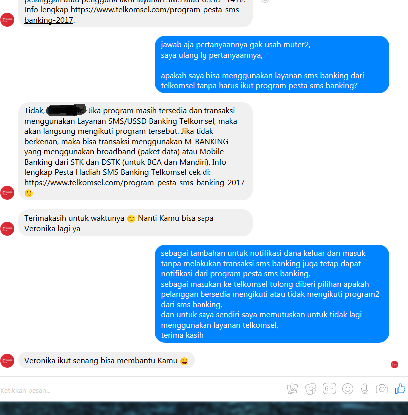 [SHARE] Notifikasi "Program Pesta SMS Banking 2017" dari Telkomsel Memotong Pulsa