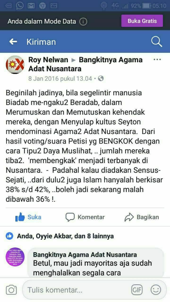 Penganut Aliran Kepercayaan tak Sampai 10 Juta Jiwa