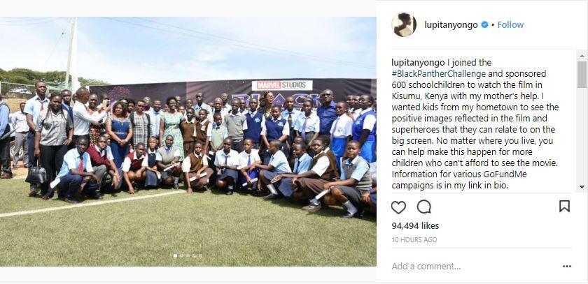 Lupita Nyong'o Traktir 600 Anak Kenya Nonton Black Panther