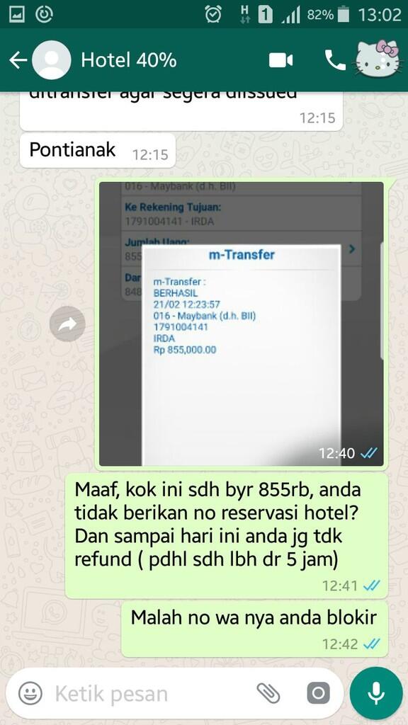 PENIPUAN ONLINE @hotel.diskon40 instagram