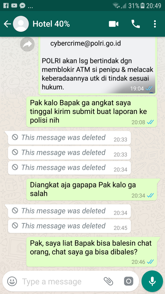 PENIPUAN ONLINE @hotel.diskon40 instagram