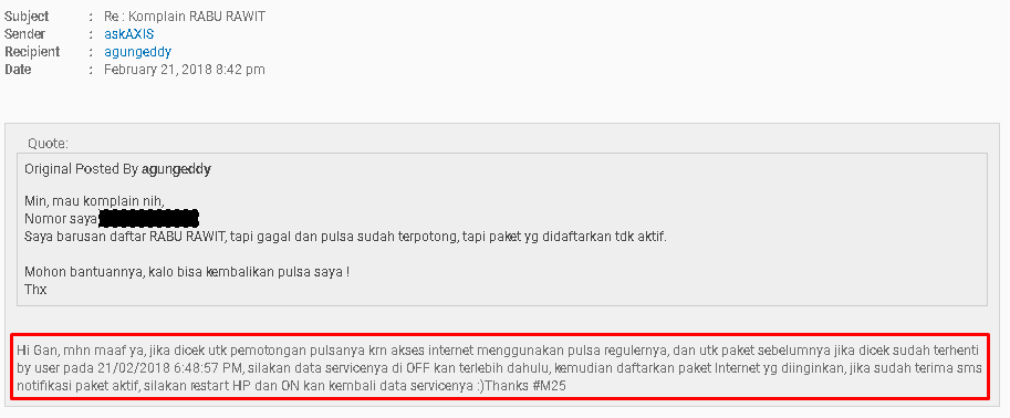 Axis Rampok Pulsa Daftar Paket Internet Gagal Tapi Pulsa Terpotong