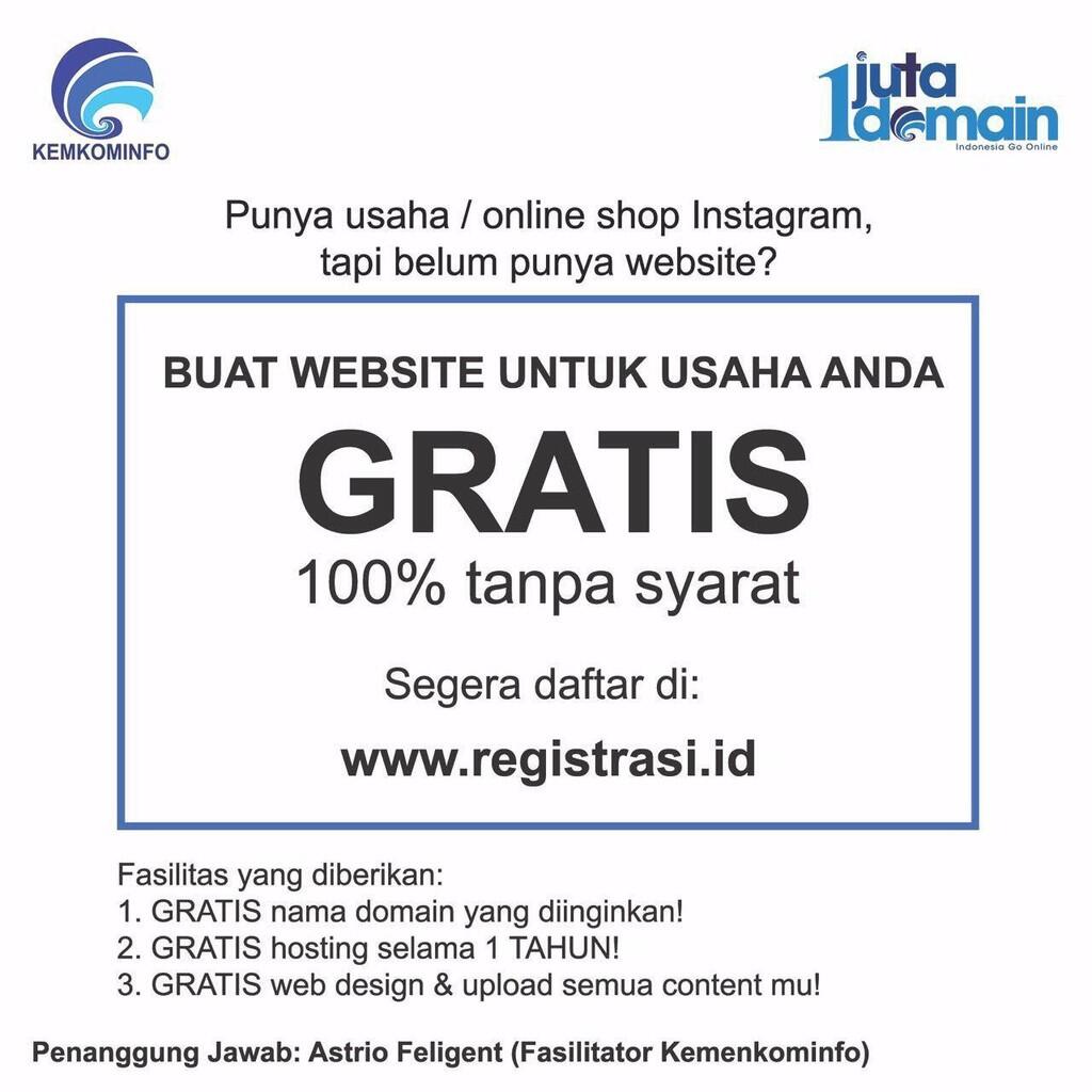 REGISTRASI.ID Website Gratis Bantuan KOMINFO 1juta domain hingga Quota Penuh