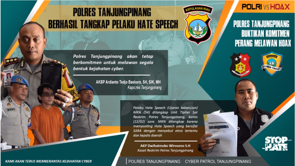 Pelaku Hate Speech Berhasil Dibekuk Polres Tanjungpinang