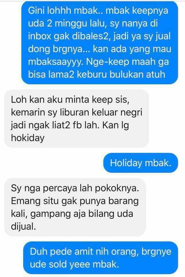 Percakapan pembeli Galak dengan pembeli Online shop