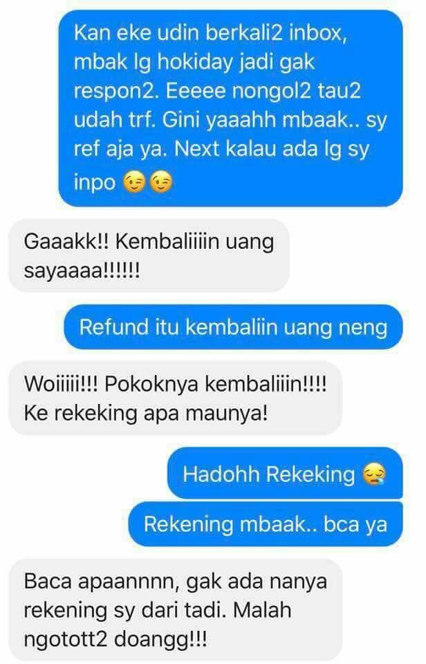 Percakapan pembeli Galak dengan pembeli Online shop