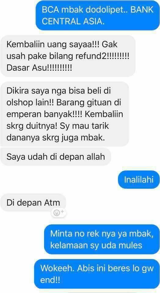 Percakapan pembeli Galak dengan pembeli Online shop