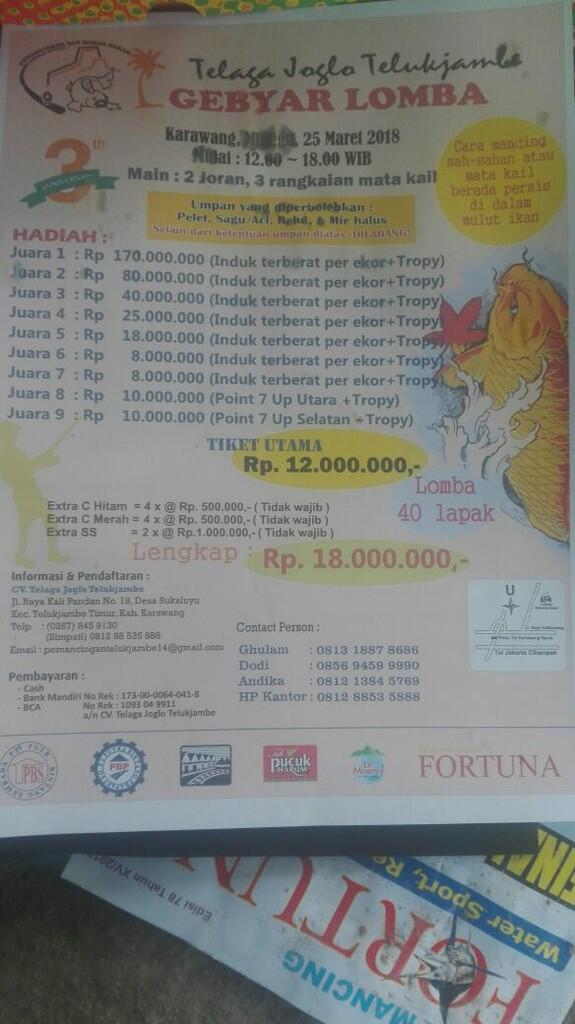 Info buat penggila lomba mancing eksekutif (dr berbagai kota) bulan maret 2018