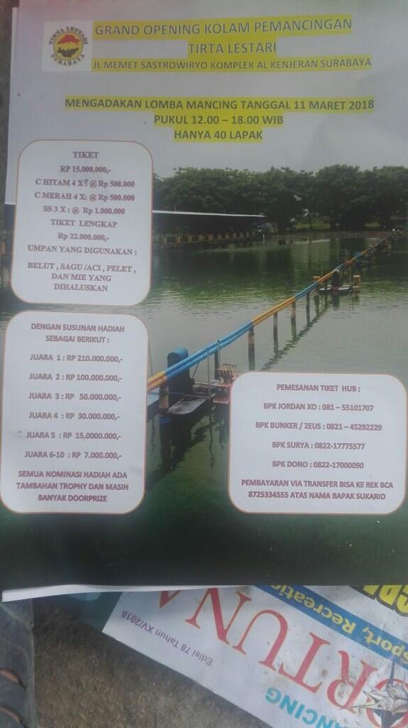 Info buat penggila lomba mancing eksekutif (dr berbagai kota) bulan maret 2018