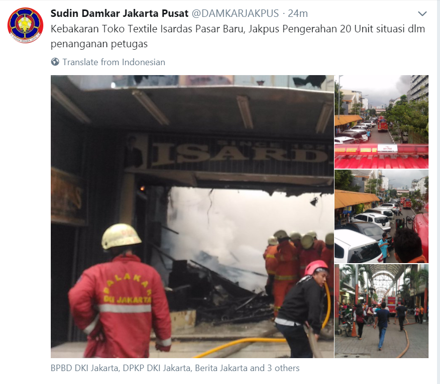 Sore Ini Pasar Baru Jakarta Kebakaran