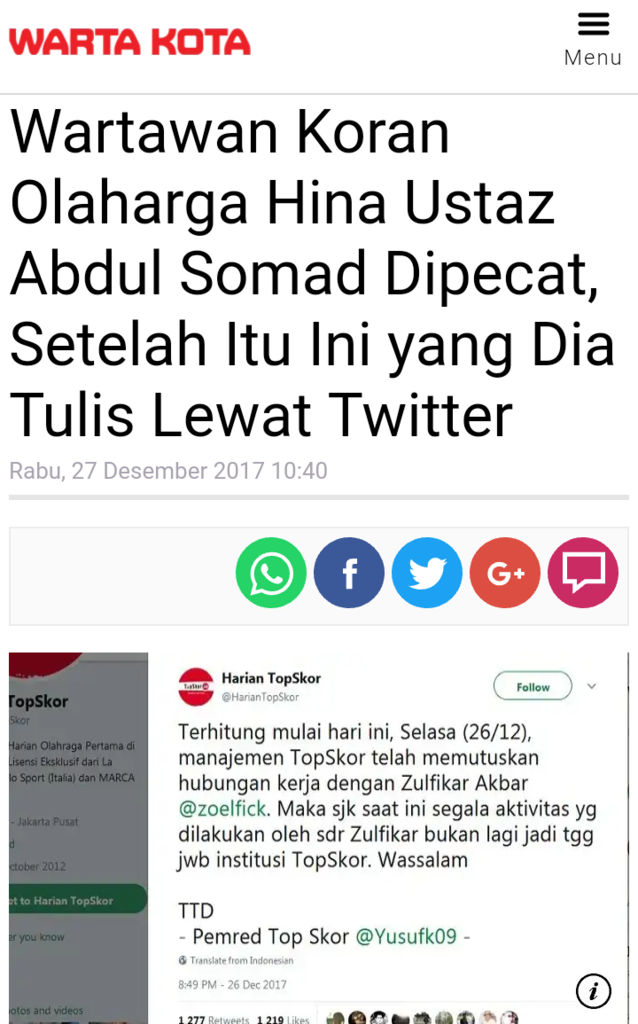 HINA USTADZ SOMAD, KARYAWAN INI LANGSUNG DIPECAT