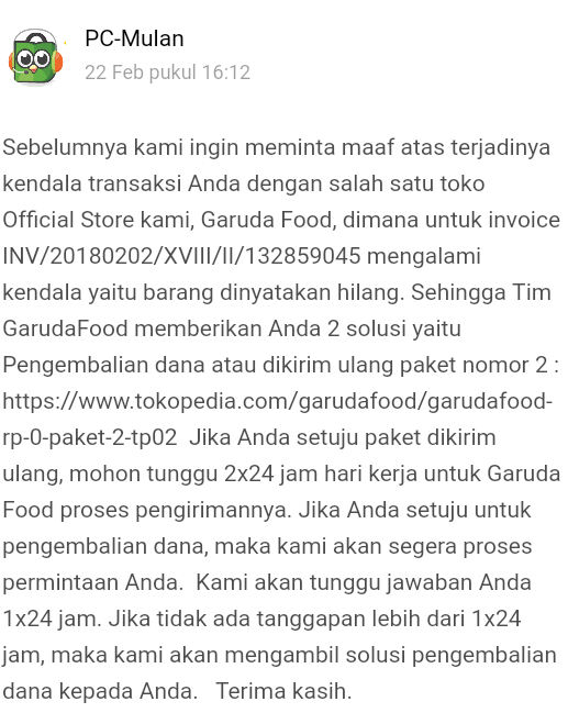 Beli Paket Garudafood Di Tokopedia Belum Sampai-Sampai