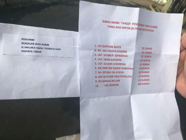 Teror Surat di Depok, Ini 10 Ulama yang Terancam Dibunuh?