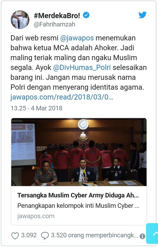 Fahri Ikut Sebar Fitnah Jawa Pos MCA Pendukung Ahok, Tapi Tidak Minta Maaf dan