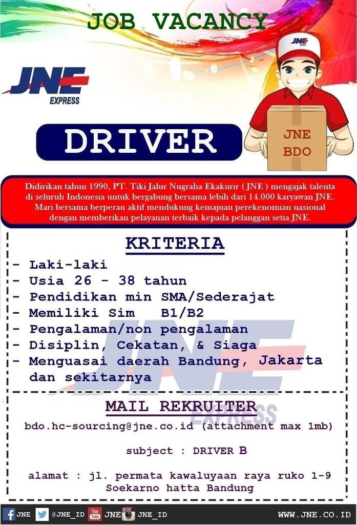 &#91;BANDUNG&#93;PT. TIKI JNE membutuhkan Driver Sim B