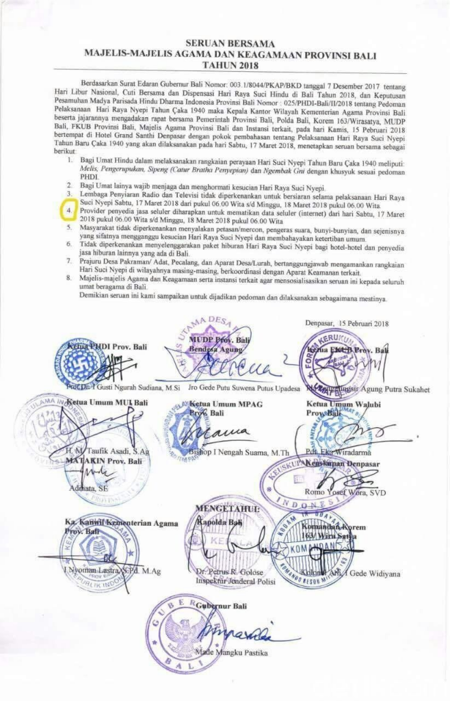 Nyepi Tanpa Internetan, Operator Tunggu Arahan