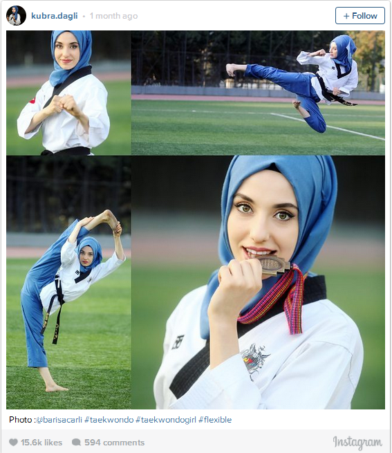 Yuk Intip Pesona Kubra Dagli, Hijaber Cantik Juara Dunia Taekwondo