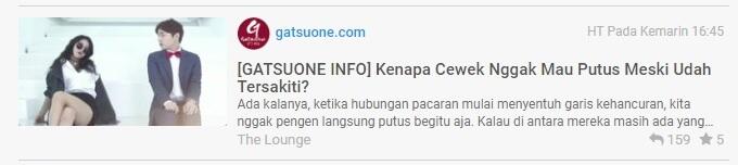 &#91;GATSUONE INFO&#93; Kenapa Cewek Nggak Mau Putus Meski Udah Tersakiti?