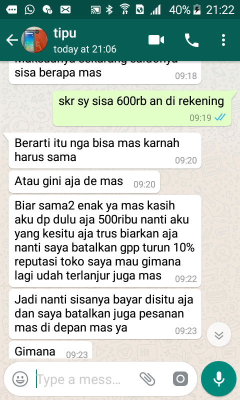 hampir kena tipu seller di to****dia dengan modus tokocash