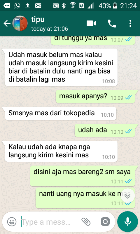 hampir kena tipu seller di to****dia dengan modus tokocash